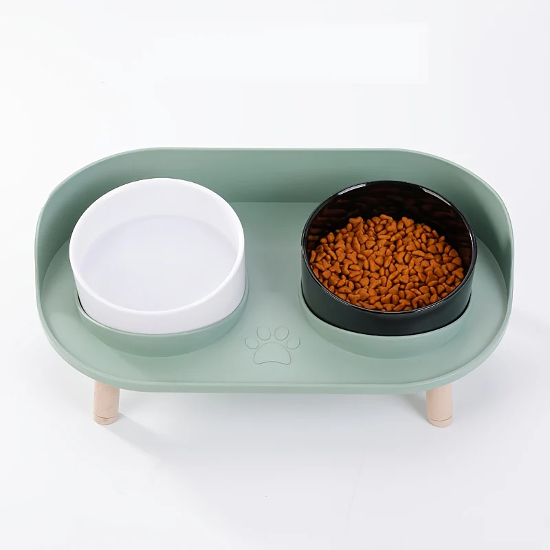 Pet Feeding Station With Double Bowls | Cat And Dog Food Water Bowls | Neck Protection Design | Non-Slip Spill-Resistant Base | Multifunctional Durable Feeder For Small And Medium Pets | Easy To Clean